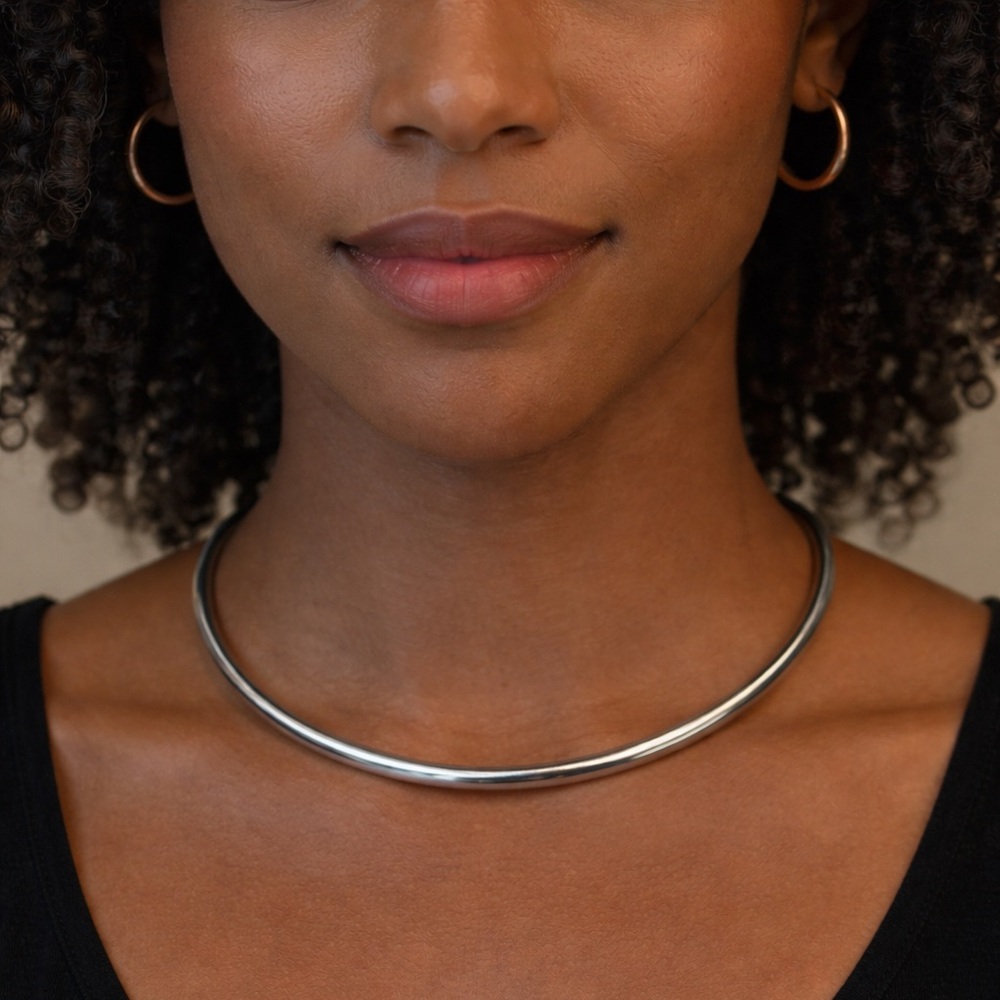 Vintage Sterling Silver Collar Choker Necklace